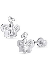 very nice bumble bee silver baby screw back earrings